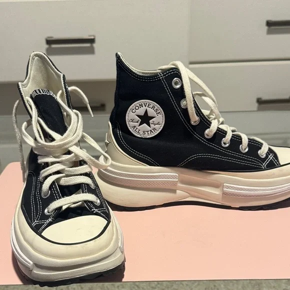 Converse Women's Black and White Platform Sneakers - Picture 3 of 5